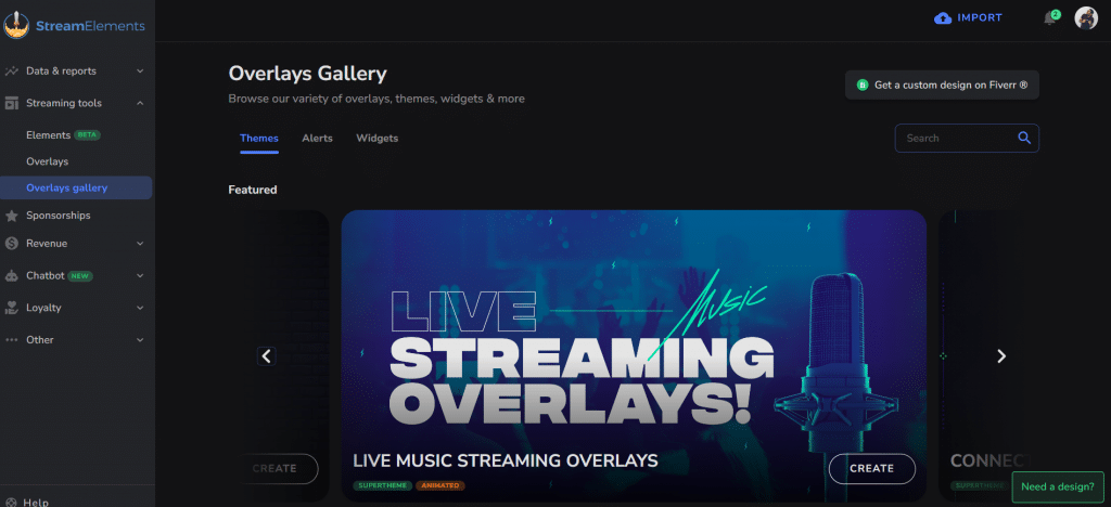 Overlays Gallery sur StreamElements